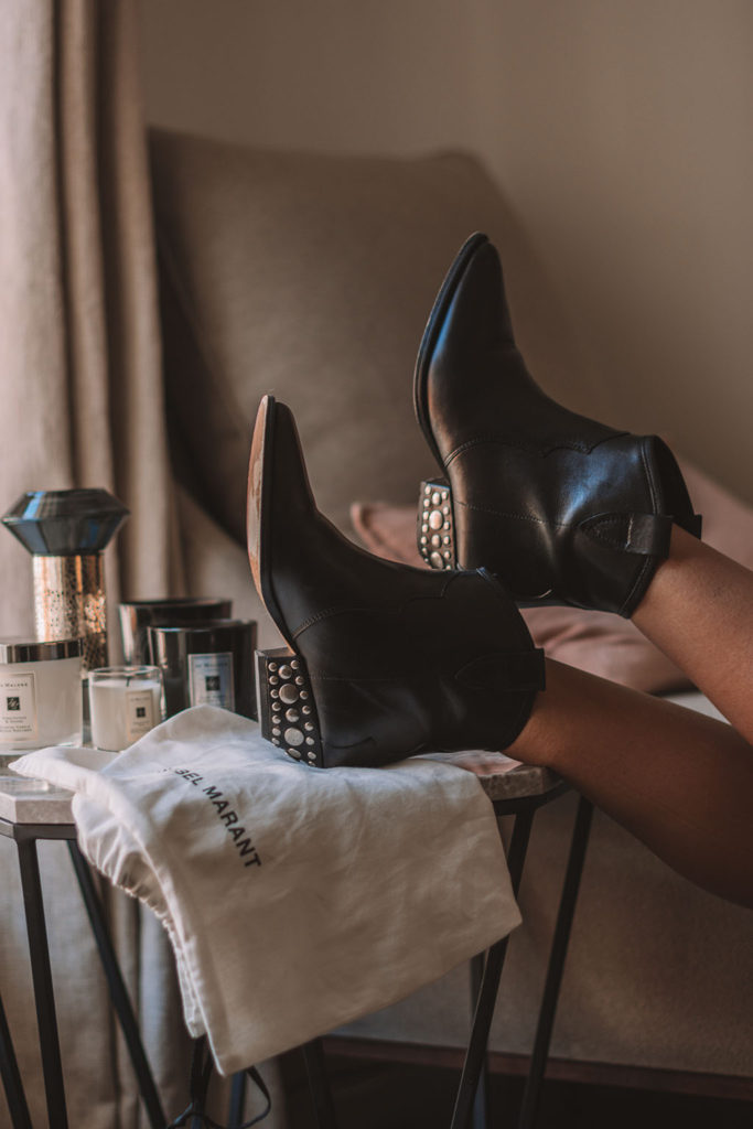 Luxury fashion blogger Shloka Narang of The Silk Sneaker shares her shoe of the month featuring Isabel Marant Cowboy Boots with embellished heels