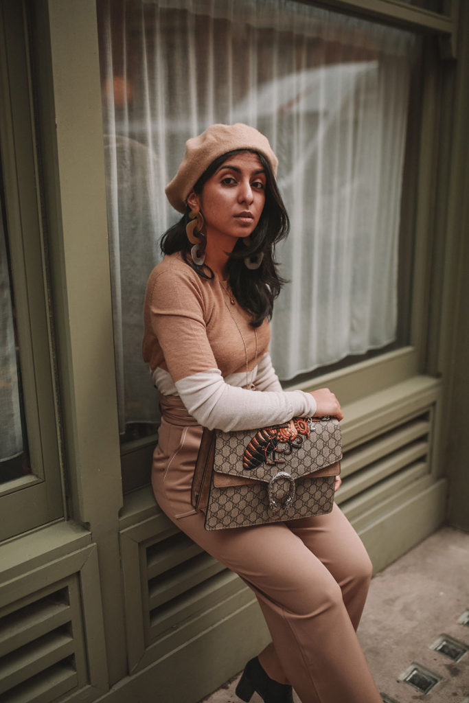 Luxury fashion blogger Shloka Narang of The Silk Sneaker shares what to wear to work in winter with a quick and cute outfit formula for the colder months with Topshop, Joseph and Gucci