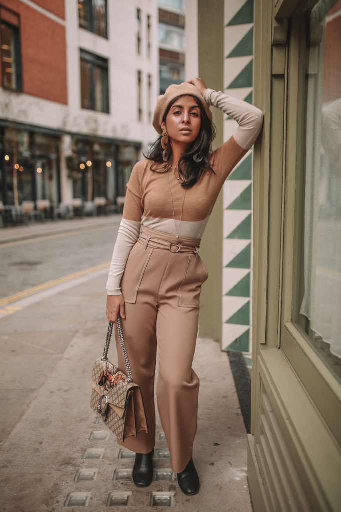 Luxury fashion blogger Shloka Narang of The Silk Sneaker shares what to wear to work in winter with a quick and cute outfit formula for the colder months with Topshop, Joseph and Gucci