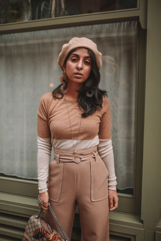 Luxury fashion blogger Shloka Narang of The Silk Sneaker shares what to wear to work in winter with a quick and cute outfit formula for the colder months with Topshop, Joseph and Gucci