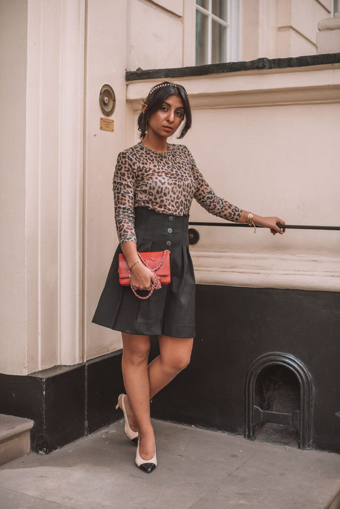 Luxury fashion blogger Shloka Narang of The Silk Sneaker shares how to make a leopard print top more stylish with three special outfit tricks she learnt from fashion week
