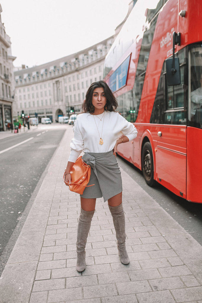 Luxury fashion blogger Shloka Narang of The Silk Sneaker shares the best over the knee boots for a casual winter outfit featuring Stuart Weitzman and Zara