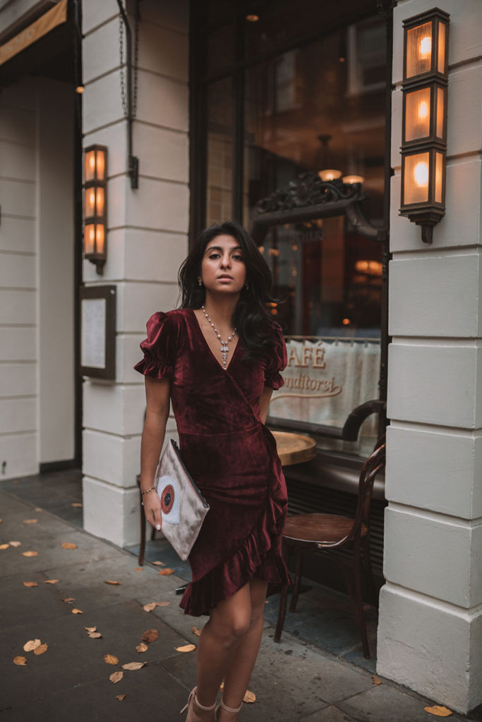 Luxury fashion blogger Shloka Narang of The Silk Sneaker shares her favourite party dresses for the holiday season featuring velvet dresses, sequins dresses and little black dresses