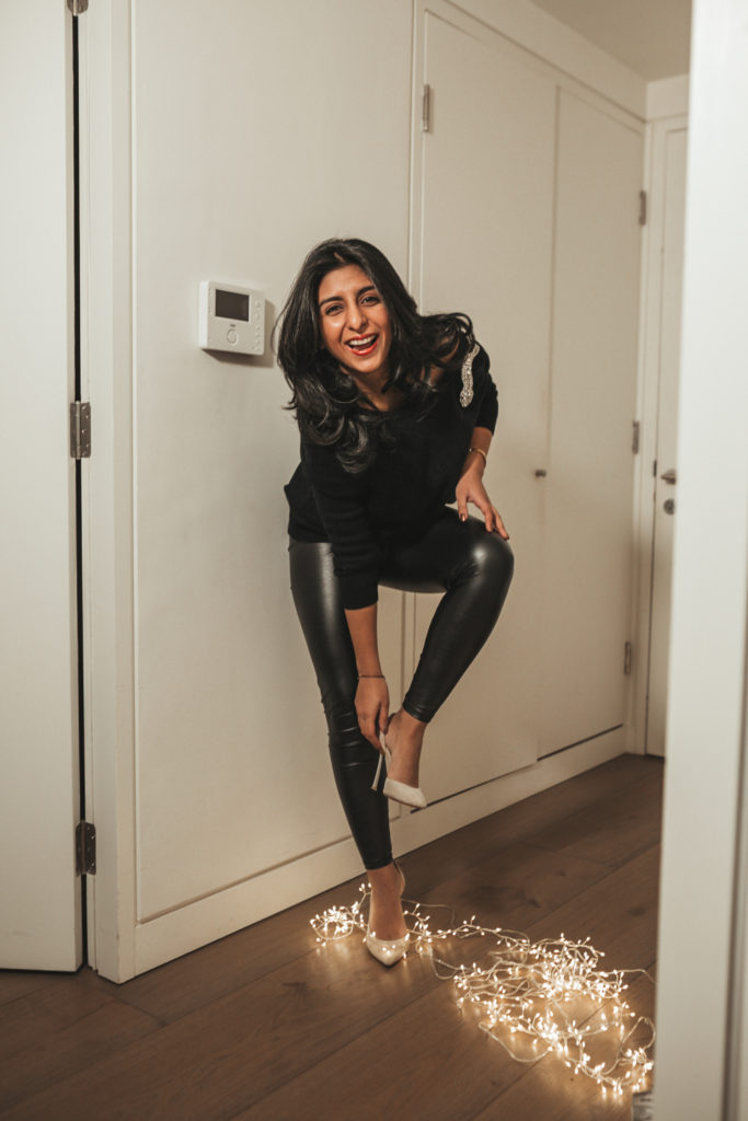 Luxury fashion blogger Shloka Narang of The Silk Sneaker shares her easy outfit formula for a quick casual party outfit featuring Ba&sh and Topshop