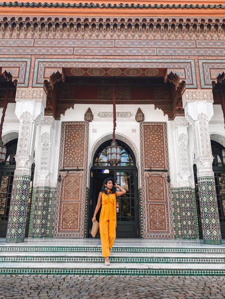Fashion and luxury travel blogger The Silk Sneaker pictured in La Mamounia Marrakech