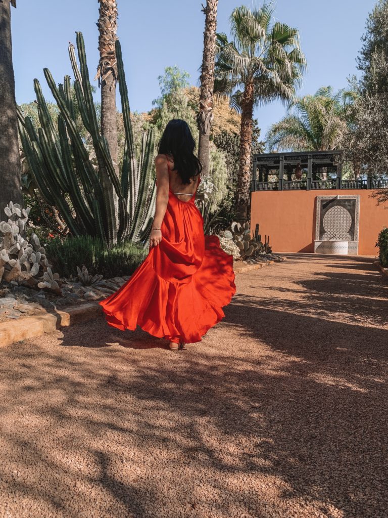 Fashion and luxury travel blogger The Silk Sneaker pictured in La Mamounia Marrakech