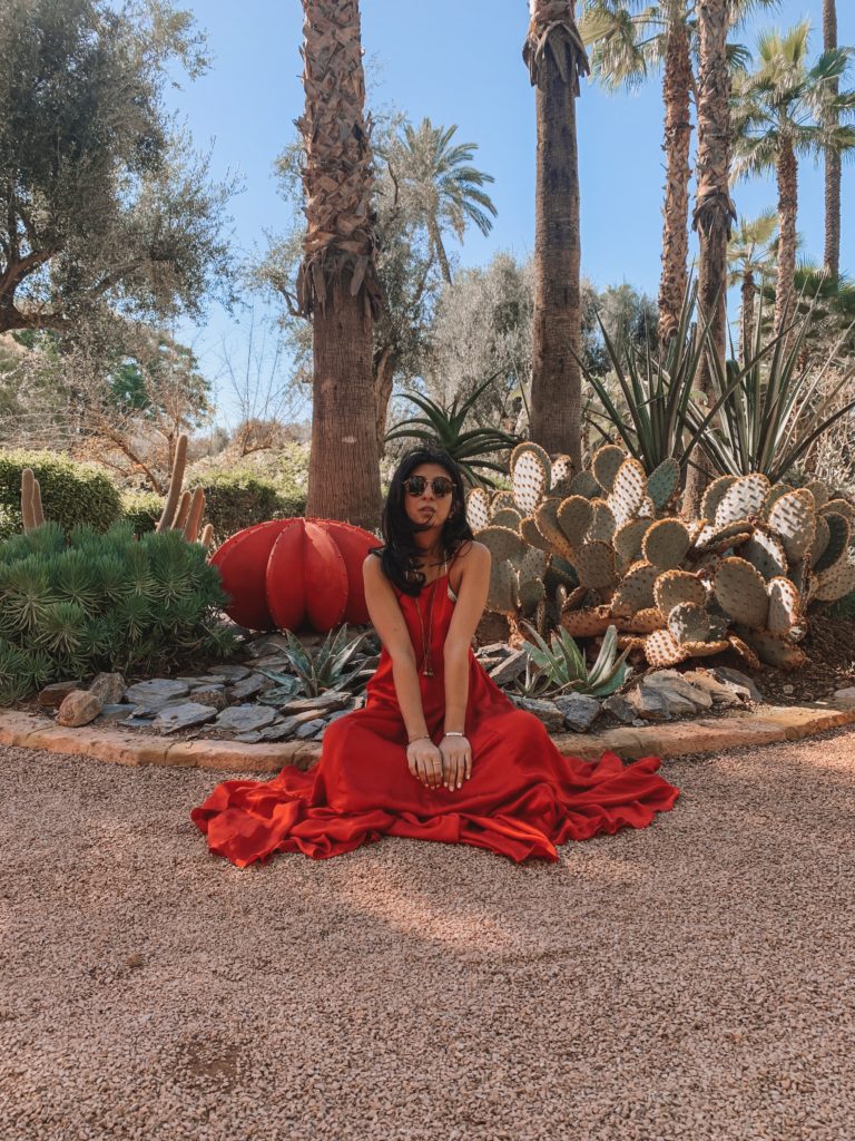 Fashion and luxury travel blogger The Silk Sneaker pictured in La Mamounia Marrakech