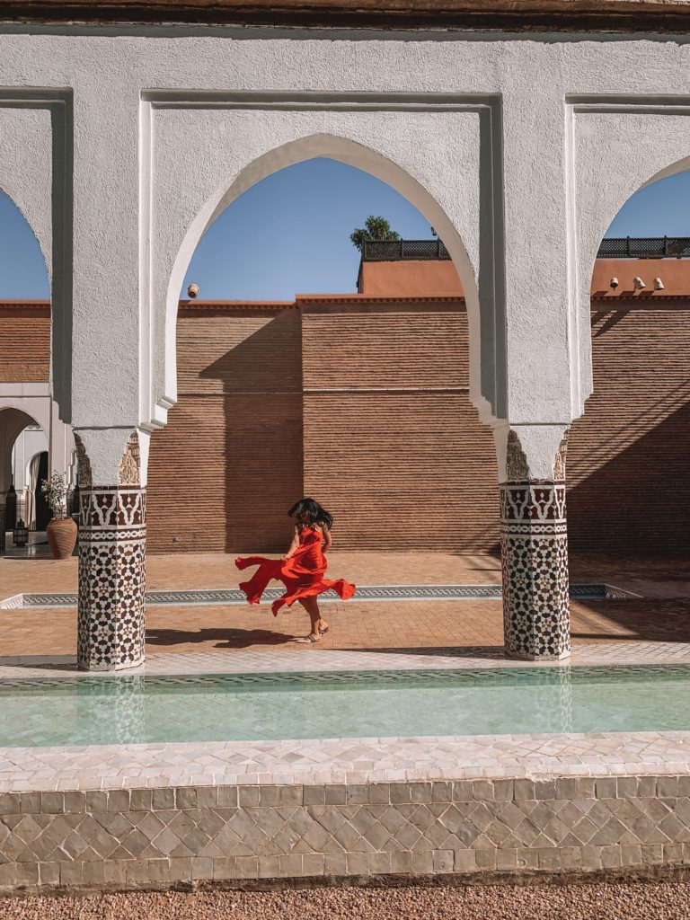Fashion and luxury travel blogger The Silk Sneaker pictured in La Mamounia Marrakech