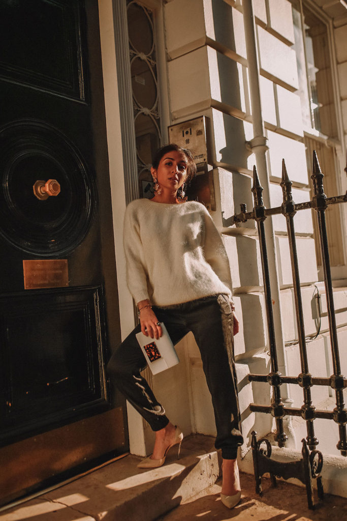 Luxury fashion blogger Shloka Narang of The Silk Sneaker shares her take on a valentines day for a winter date night outfit featuring ba&sh and Casadei