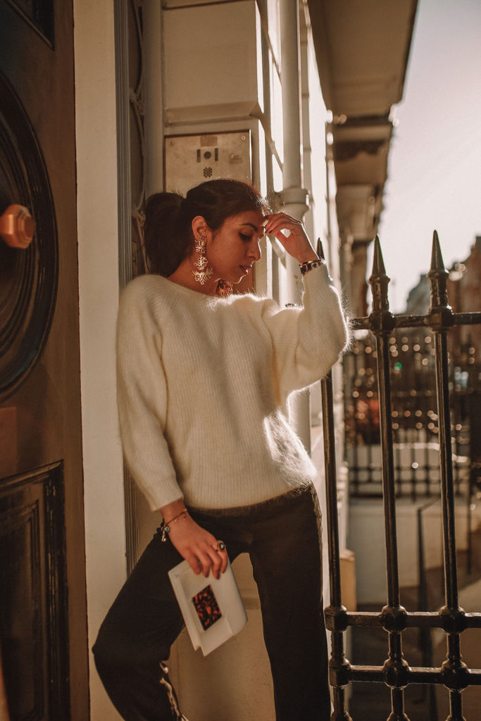 Luxury fashion blogger Shloka Narang of The Silk Sneaker shares her take on a valentines day for a winter date night outfit featuring ba&sh and Casadei