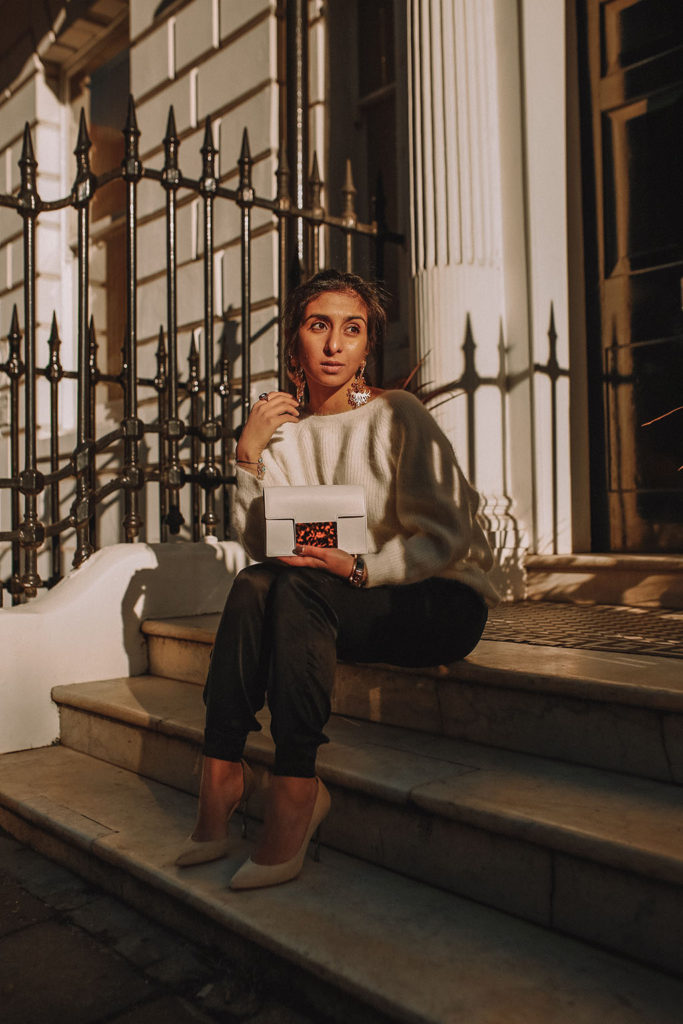 Luxury fashion blogger Shloka Narang of The Silk Sneaker shares her take on a valentines day for a winter date night outfit featuring ba&sh and Casadei