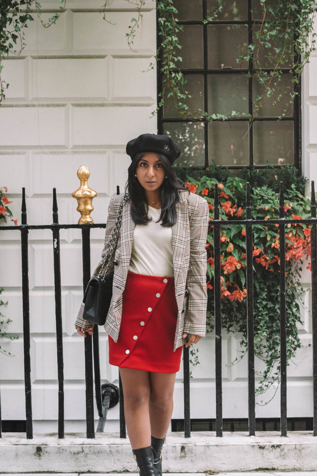 Fashion blogger Shloka Narang of The Silk Sneaker creates one stylish look with 3 autumn trends featuring Amazon Fashion and Maje