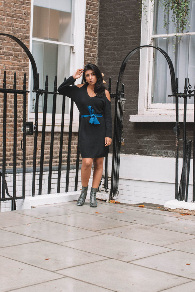 Fashion blogger Shloka Narang of The Silk Sneaker shares how to refresh your sweater dress for the perfect sweater dress outfit this autumn