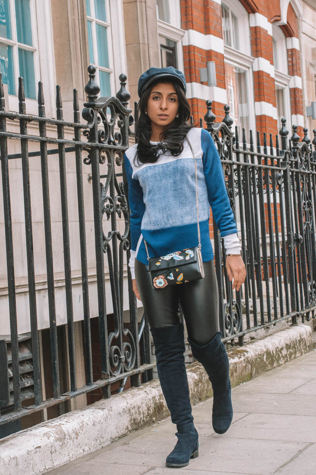 Fashion blogger Shloka Narang of The Silk Sneaker showcases how to style leather pants in an outfit with Topshop and Rag & Bone