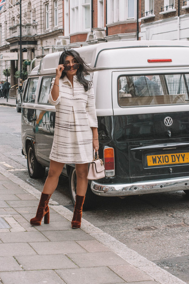 Fashion blogger Shloka Narang of The Silk Sneaker shares her favourite new winter dress outfit featuring ba&sh