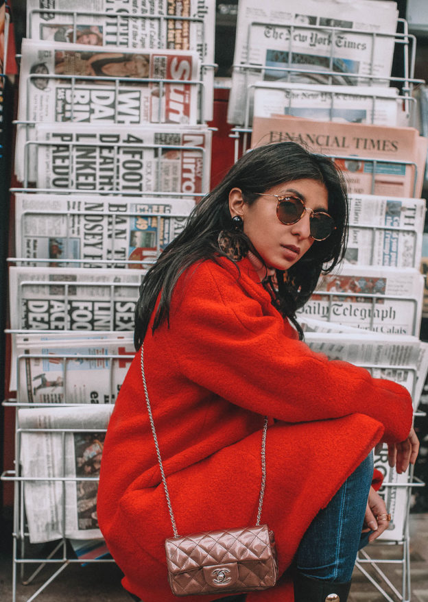Fashion blogger Shloka Narang of The Silk Sneaker shares how to look stylish and stay warm during winter featuring Topshop, Joe's Jeans and Chloe