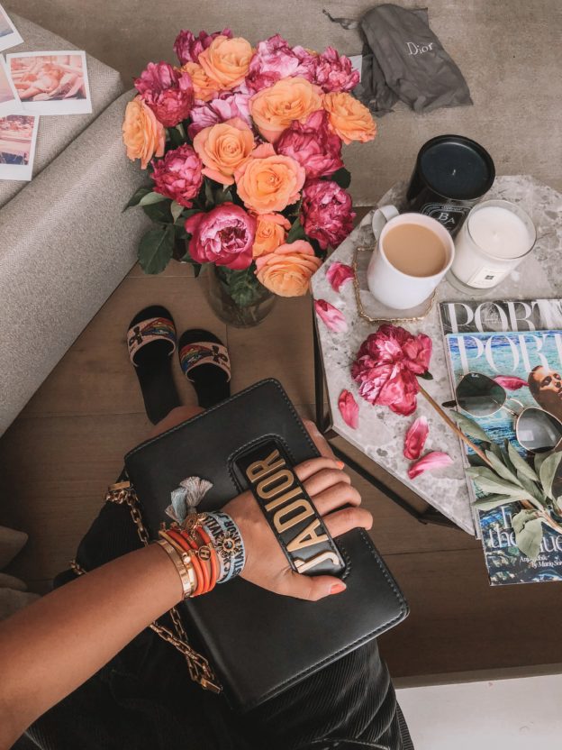 The Silk Sneaker creates a flatlay with Dior handbag and Porter Magazine
