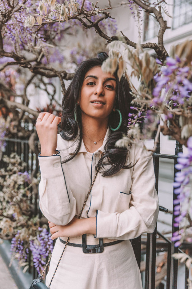 Fashion blogger Shloka Narang of The Silk Sneaker shares a new summer outfit styling a co-ord linen set to create the perfect outfit featuring Chanel and Cult Gaia.