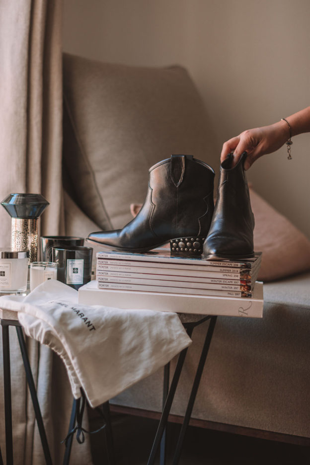 Luxury fashion blogger Shloka Narang of The Silk Sneaker shares her shoe of the month featuring Isabel Marant Cowboy Boots with embellished heels