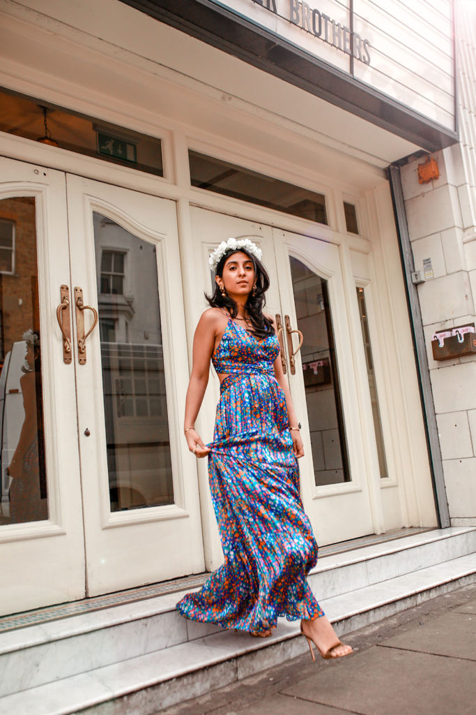 Luxury fashion blogger Shloka Narang of The Silk Sneaker shares a summer floral dress from ba&sh for a pretty summer maxi dress outfit