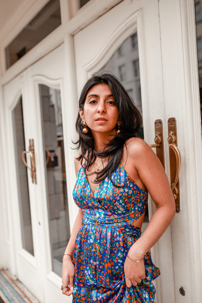 Luxury fashion blogger Shloka Narang of The Silk Sneaker shares a summer floral dress from ba&sh for a pretty summer maxi dress outfit