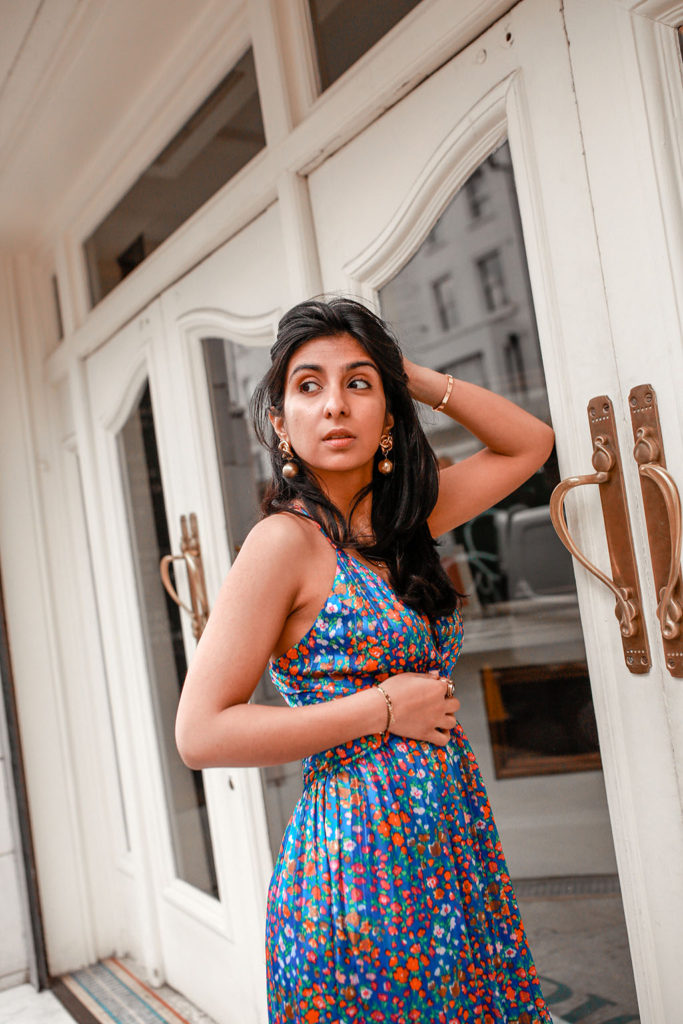 Luxury fashion blogger Shloka Narang of The Silk Sneaker shares a summer floral dress from ba&sh for a pretty summer maxi dress outfit
