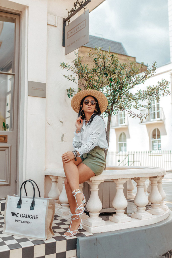 Luxury fashion blogger Shloka Narang of The Silk Sneaker shares how to wear shell jewellery and beach accessories for a cute city outfit featuring YSL and & Other Stories