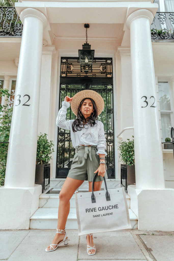 Luxury fashion blogger Shloka Narang of The Silk Sneaker shares how to wear shell jewellery and beach accessories for a cute city outfit featuring YSL and & Other Stories