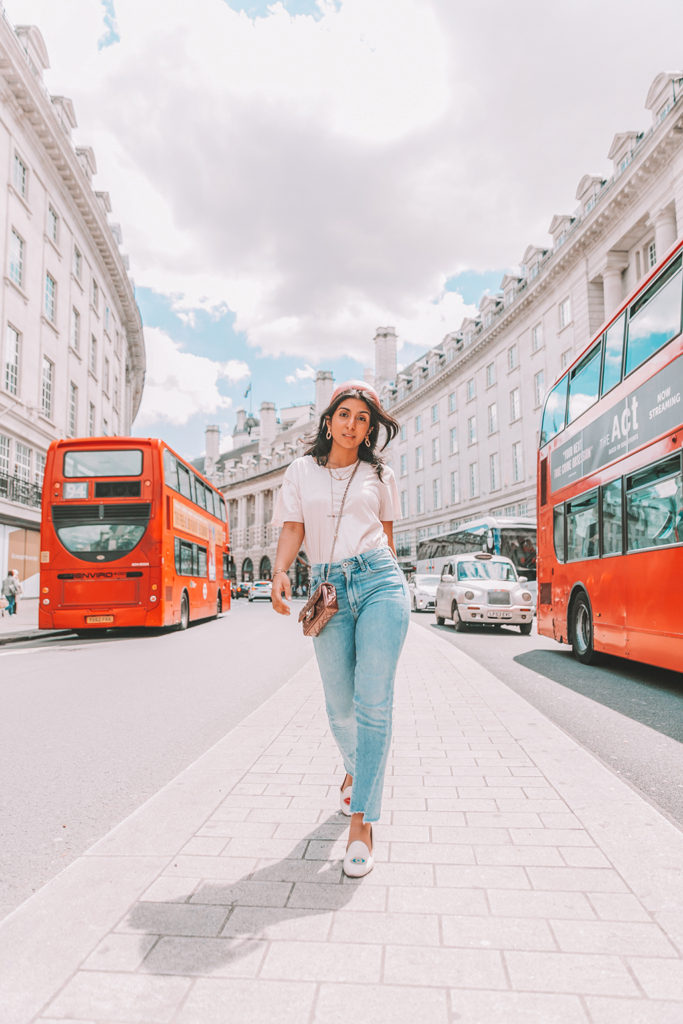 Fashion blogger Shloka Narang of The Silk Sneaker shares how to create an easy summer outfit by dressing up jeans and a t shirt
