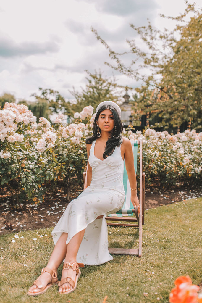 Luxury fashion influencer and blogger Shloka Narang of The Silk Sneaker shares how to style a slip dress for summer and autumn outfits in Topshop and Bluetiful Milano