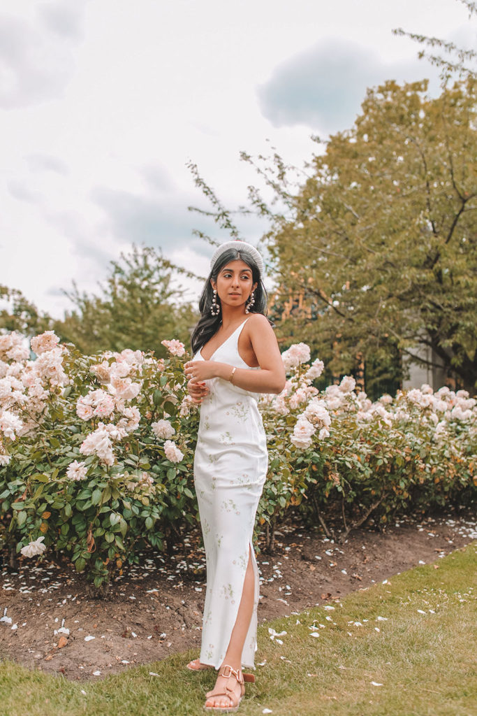 Luxury fashion influencer and blogger Shloka Narang of The Silk Sneaker shares how to style a slip dress for summer and autumn outfits in Topshop and Bluetiful Milano