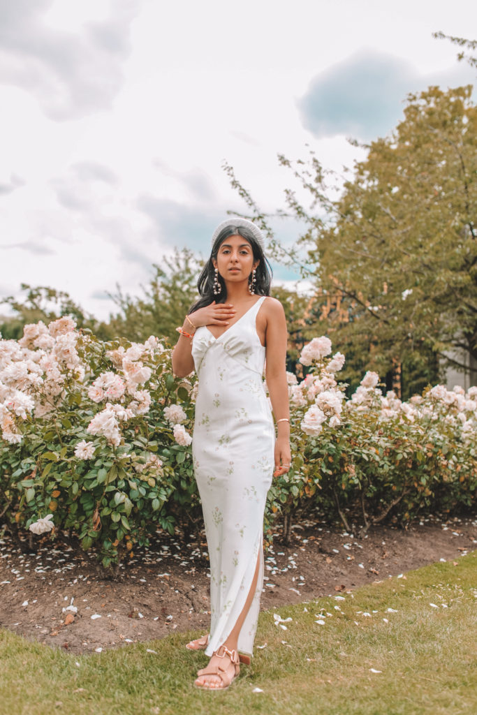 Luxury fashion influencer and blogger Shloka Narang of The Silk Sneaker shares how to style a slip dress for summer and autumn outfits in Topshop and Bluetiful Milano