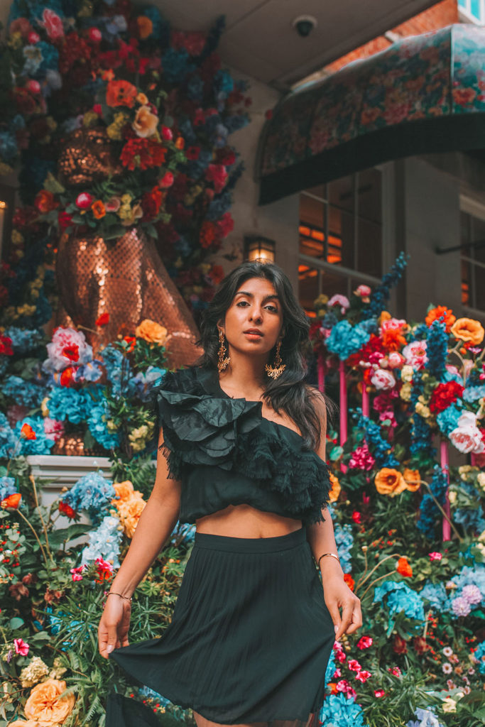 Luxury fashion blogger Shloka Narang of The Silk Sneaker shares her favourite luxe looking high street pieces in an all black outfit for fall outfit ideas featuring Jimmy Choo and & Other Stories