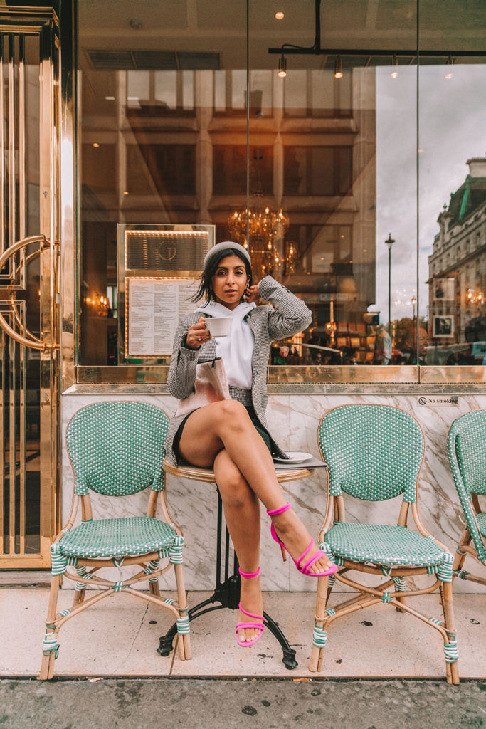 Luxury fashion blogger Shloka Narang of The Silk Sneaker shares three new ways to wear a blazer for the perfect autumn winter outfit featuring a plaid Zara blazer and pink heels