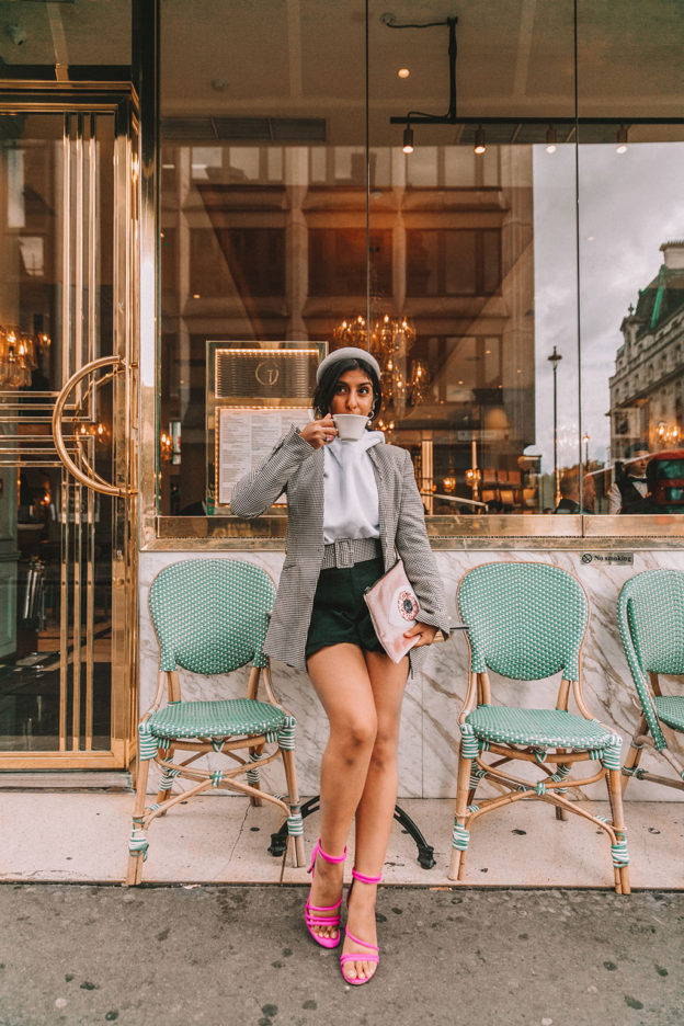 Luxury fashion blogger Shloka Narang of The Silk Sneaker shares three new ways to wear a blazer for the perfect autumn winter outfit featuring a plaid Zara blazer and pink heels