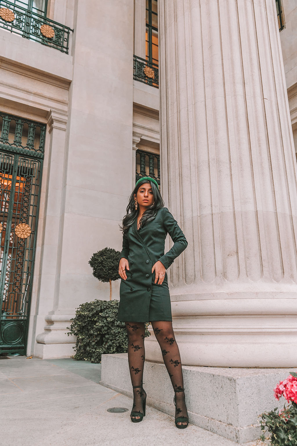 blazer dress and tights