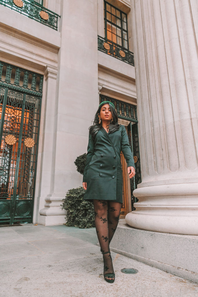 blazer dress and tights