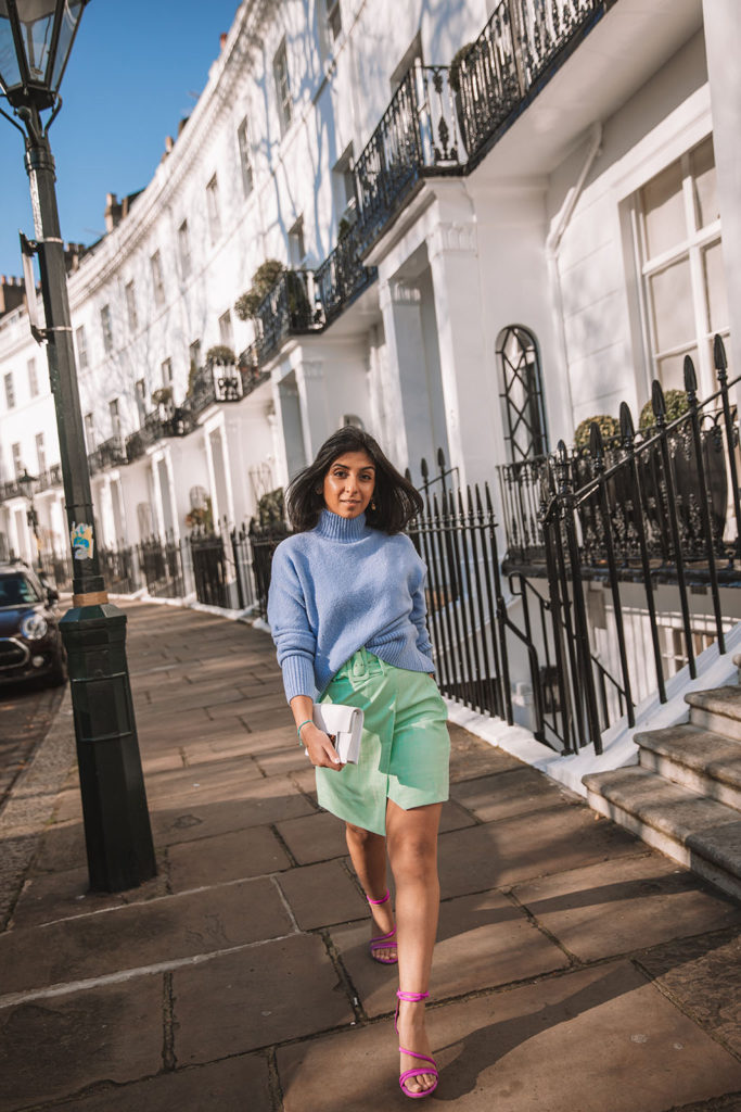 Luxury fashion blogger Shloka Narang of The Silk Sneaker shares how to colour block your spring outfit