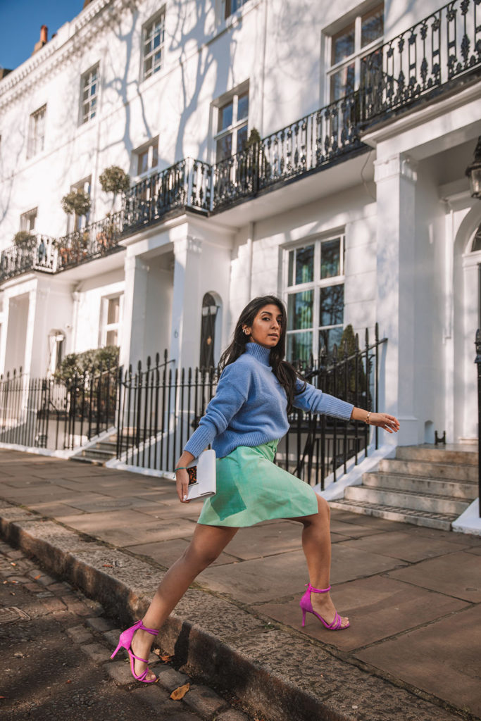 Luxury fashion blogger Shloka Narang of The Silk Sneaker shares how to colour block your spring outfit
