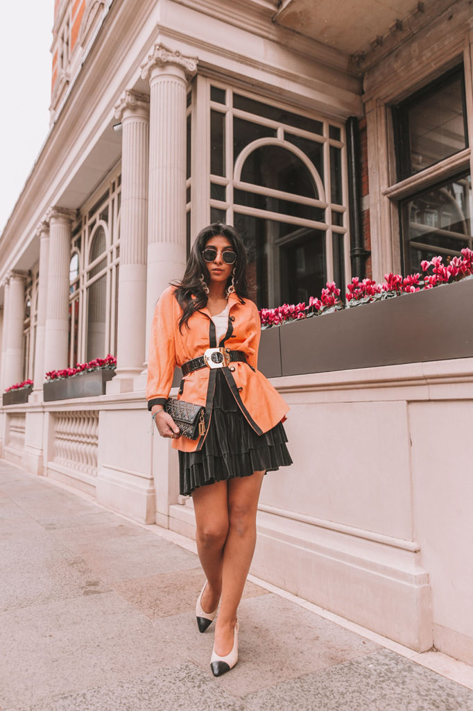Luxury fashion blogger Shloka Narang of The Silk Sneaker shares her tips for how to tell if beauty products are expired while wearing a vintage Chanel outfit
